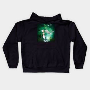 Cute little mermaid with little seahorse Kids Hoodie